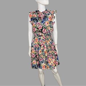Julia Jordan Multicolor Floral‎ Ruffle Tie Waist Mini Dress